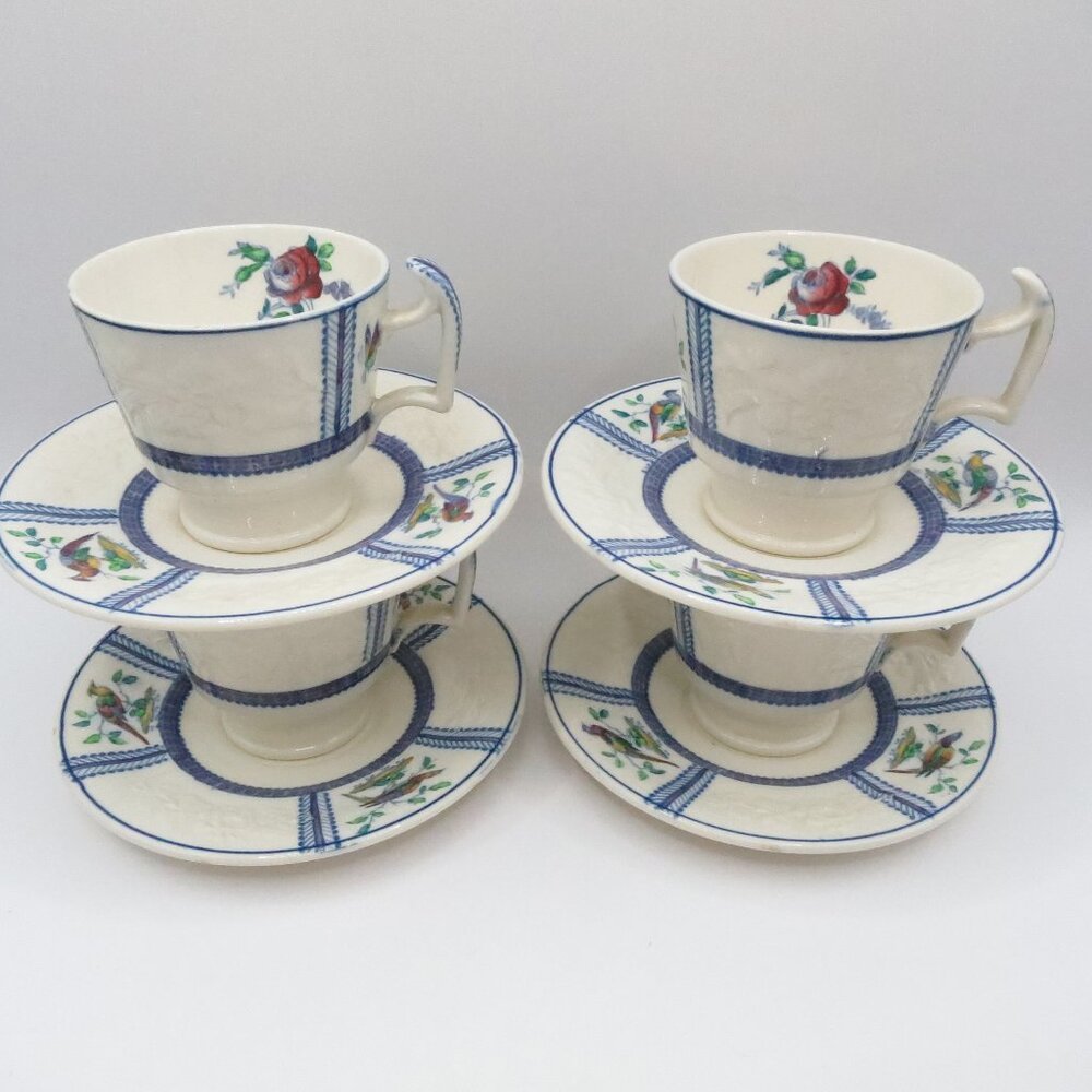 Copeland Late Spode June Demitasse Cup & Saucer Set of 4 Bone China England